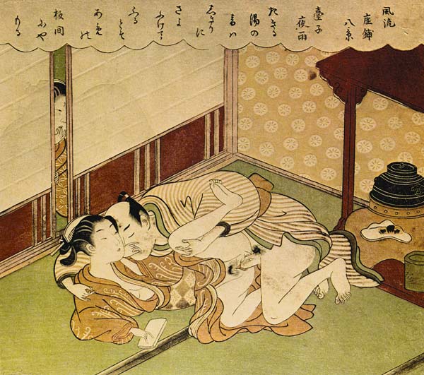 Two Lovers (Shunga - erotic woodblock print) from Suzuki Harunobu