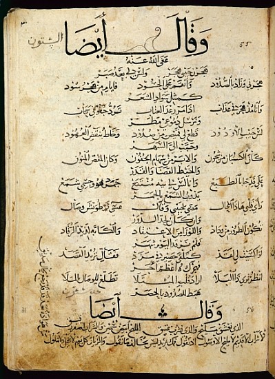 Ms.B86 fol.55b Poem Ibn Quzman (copy of a 12th century original) from Syrian School
