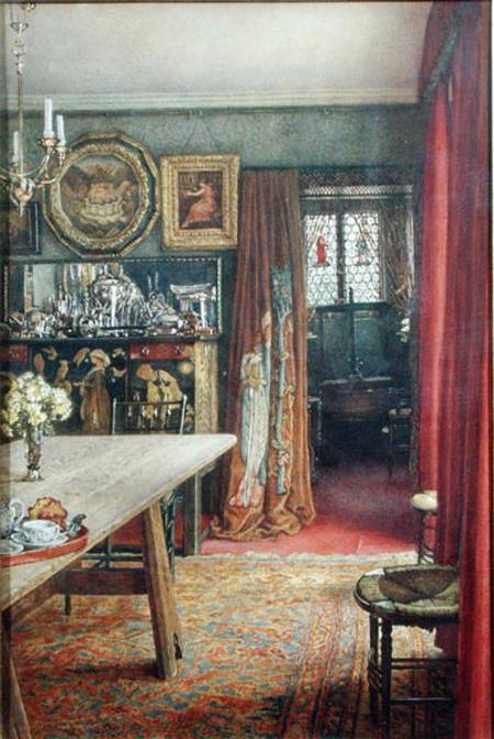 Interior view of The Grange, North End Road, Fulham home to Edward Burne-Jones (1833-98)  on from T. M. Rook