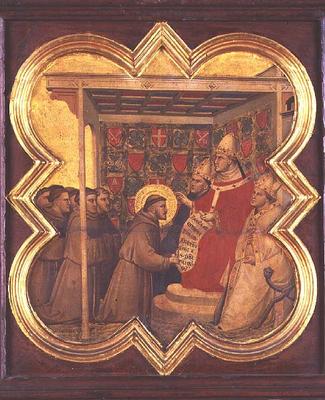St. Francis presenting his Rule to the Pope (tempera on panel) from Taddeo Gaddi