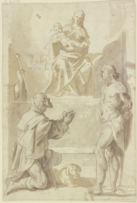 Madonna mit dem Kind und der Heilige Sebastian von einem Hirten angebetet from Taddeo Zuccari