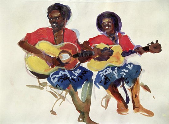 Fijian Guitar Duo, 1985 (gouache on paper)  from Ted  Blackall