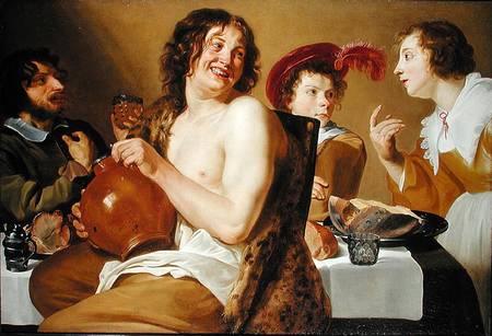 Figures eating and drinking around a table from Theodor Rombouts