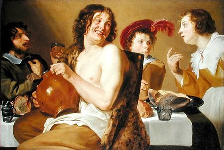 Figures eating and drinking around a table from Theodor Rombouts