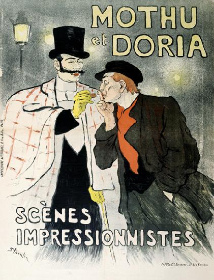 Reproduction of a poster advertising 'Mothu and Doria'in impressionist scenes