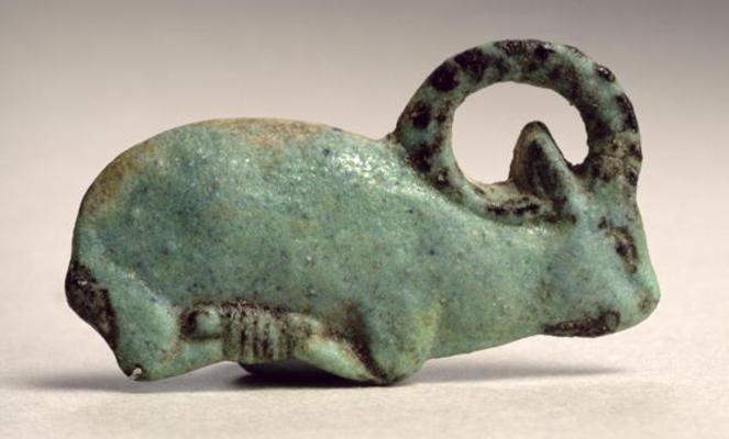 Trussed ibex foundation deposit (faience) from Third Intermediate Period Egyptian