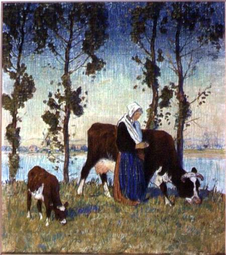 Woman with a Cow and Calf from Thomas Austen Brown