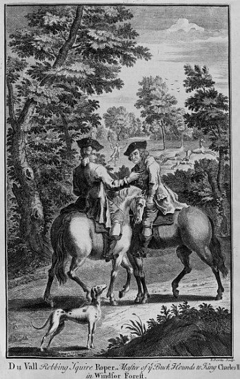 Claude Duval robbing Squire Roper, Master of the Buckhounds to King Charles II, in Windsor Forest from Thomas Bowles