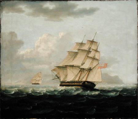 A British Frigate in Pursuit of a French Frigate from Thomas Buttersworth