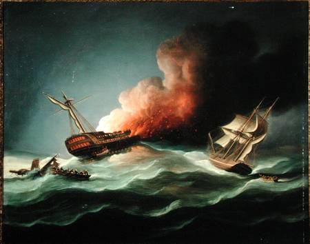 The East Indiaman Kent on Fire in the Bay of Biscay from Thomas Buttersworth