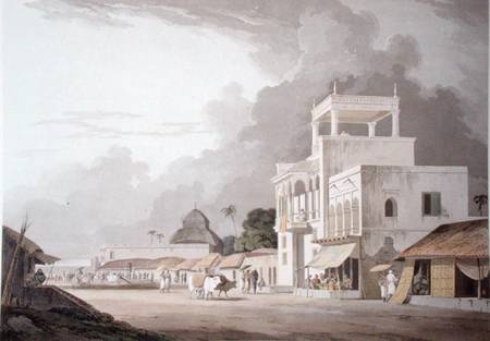 View on the Chitpore Road, Calcutta, plate II from 'Oriental Scenery' from Thomas Daniell