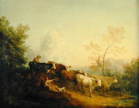 Herdsmen Driving Cattle towards a Post from Thomas Gainsborough