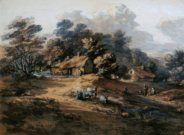 Peasants and Donkeys near Cottages at the Edge of a Wood from Thomas Gainsborough