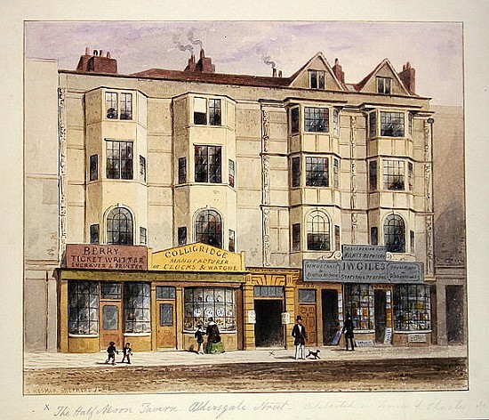 An old House called the Half Moon Tavern, on the West side of Aldersgate Street from Thomas Hosmer Shepherd