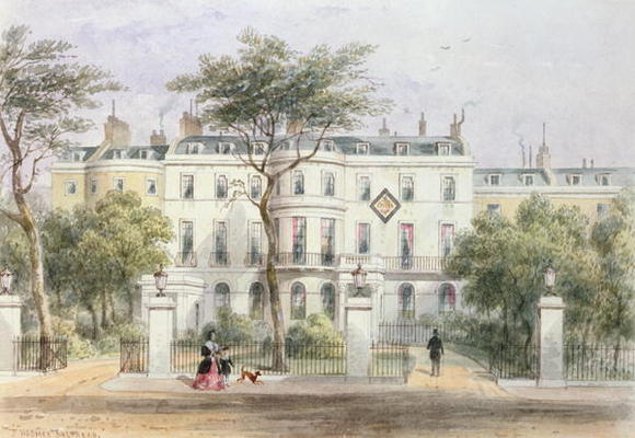 West front of Sir Robert Peel's House in Privy Garden (1788-1850) 1851 (w/c on paper) from Thomas Hosmer Shepherd