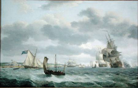 Men-of-War and other Ships in a Breeze off Dover from Thomas Luny