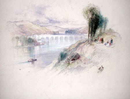 The River Schuylkill (pencil & w/c on paper) from Thomas Moran