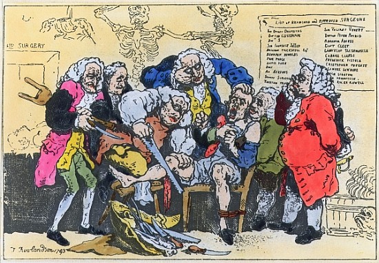 Caricature of Georgian Surgeons at work from Thomas Rowlandson
