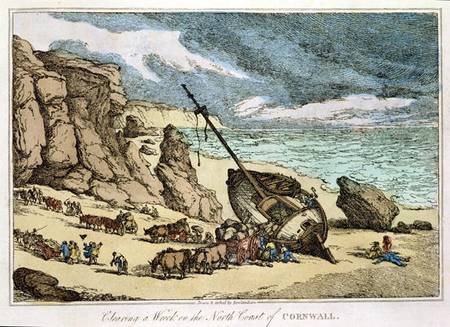 Clearing a Wreck on the North Coast of Cornwall, from 'Sketches from Nature' from Thomas Rowlandson