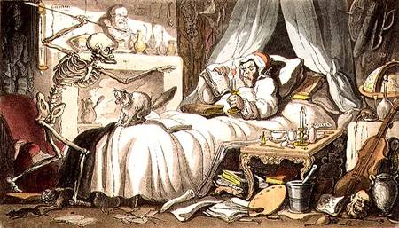 "Fungus, at length, contrives to get/Death's Dart into his Cabinet" from Thomas Rowlandson