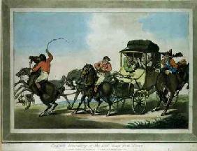 "English Travelling, or The First Stage from Dover", aquatinted by Francis Jukes (1747-1812), pub. b