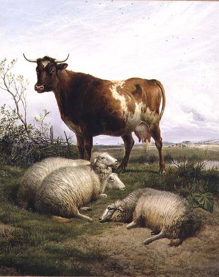 Sheep and a Cow Grazing from Thomas Sidney Cooper