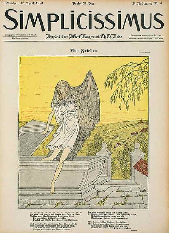 The peace (Resurrection of the black-veiled goddess of peace from a sarcophagus) from Thomas Theodor Heine
