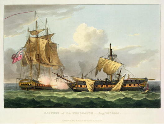The Capture of La Vengeance, August 21st 1800, engraved by Thomas Sutherland for J. Jenkins's 'Naval from Thomas Whitcombe