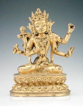 Statuette of a goddess (gilt copper alloy & gems)