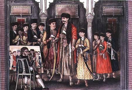 Shuja ud-daula, Nawab of Oudh (1754-75) and his Ten Sons, engraved by P. Renault from Tilly Kettle