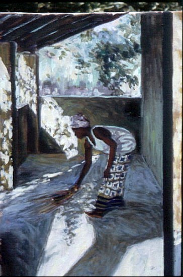 Girl Sweeping I, 2002 (oil on canvas) (see also 188680-681)  from Tilly  Willis
