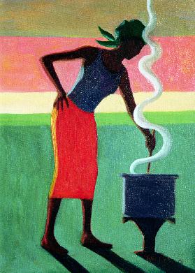 Cooking Rice, 2001 (oil on canvas) 