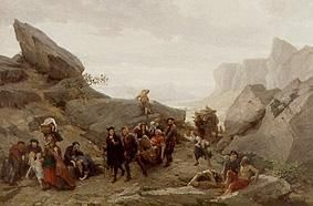 Die Flucht der Bewohner von Vaud während des Massakers von Meridol und Cabrieres from Timoleon Maria Lobrichon
