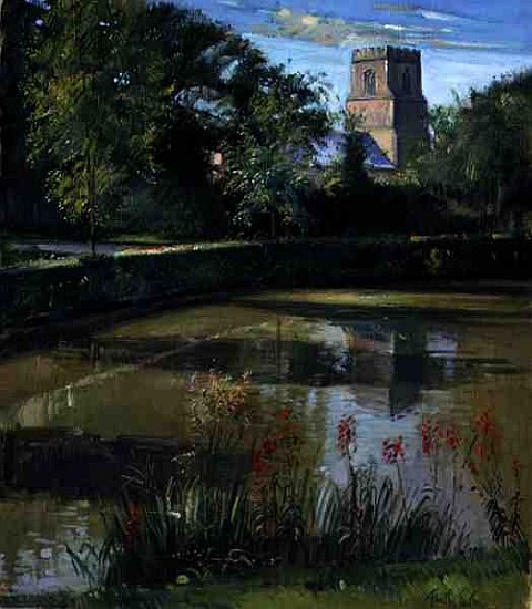 Across the Moat, Bedfield (oil on canvas)  from Timothy  Easton