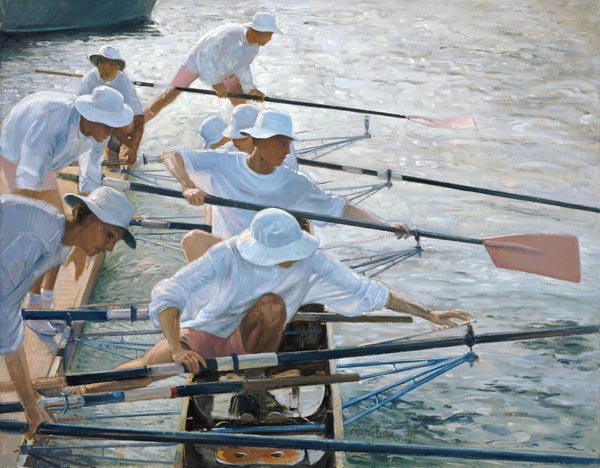 Securing Oars, Henley (oil on canvas)  from Timothy  Easton