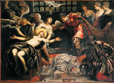 Saint Catherine of Alexandria receives a visit from the empress while in prison from Tintoretto (eigentl. Jacopo Robusti)