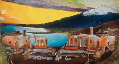 Die Ruine des griechischen Theaters in Taormina.