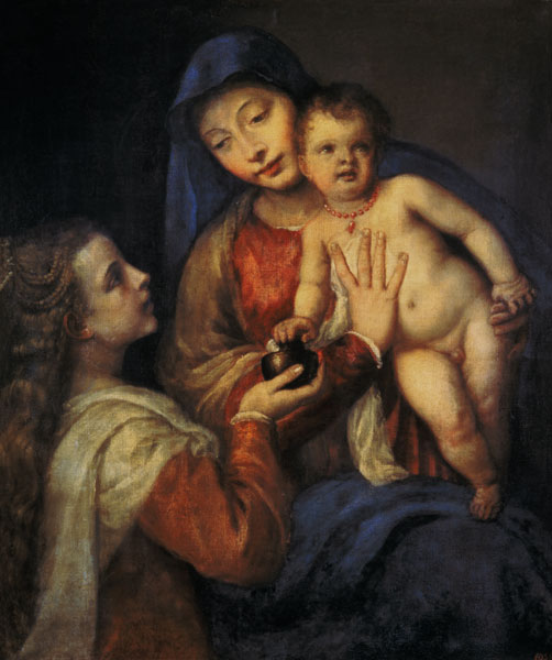 Madonna mit Kind und Maria Magdalena. from Tizian (eigentl. Tiziano Vercellio)