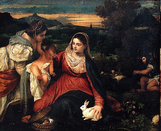 Madonna and Child with St. Catherine (The Virgin of the Rabbit) c. 1530 from Tizian (eigentl. Tiziano Vercellio)