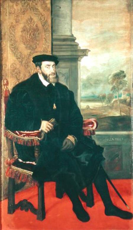 Seated Portrait of Emperor Charles V (1488-1576) from Tizian (eigentl. Tiziano Vercellio)