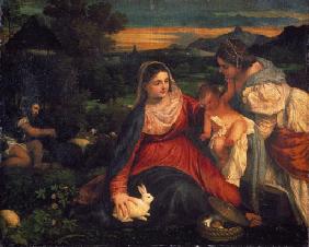 Tizian, Maria mit Kaninchen