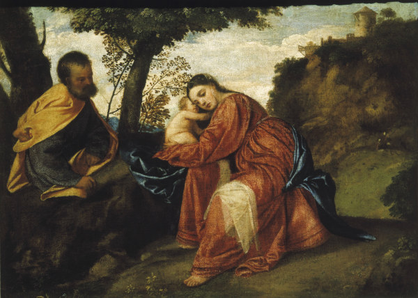 Titian / Rest on the Flight into Egypt from Tizian (eigentl. Tiziano Vercellio)