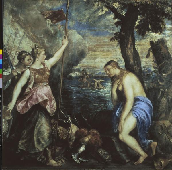 Titian / Spain aiding Religion / 1566-75 from Tizian (eigentl. Tiziano Vercellio)