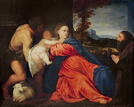 Virgin and Infant with Saint John the Baptist and Donor from Tizian (eigentl. Tiziano Vercellio)