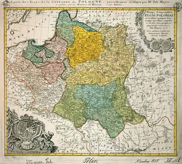 Polen, Landkarte von Mayer 1750 from Tobias Mayer