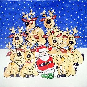 Santa and the Team, 2005 (w/c on paper) 
