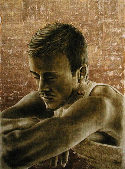 Beckham (b.1975) (oil and gold leaf on cracked gesso on canvas laid on board)  from Trevor  Neal