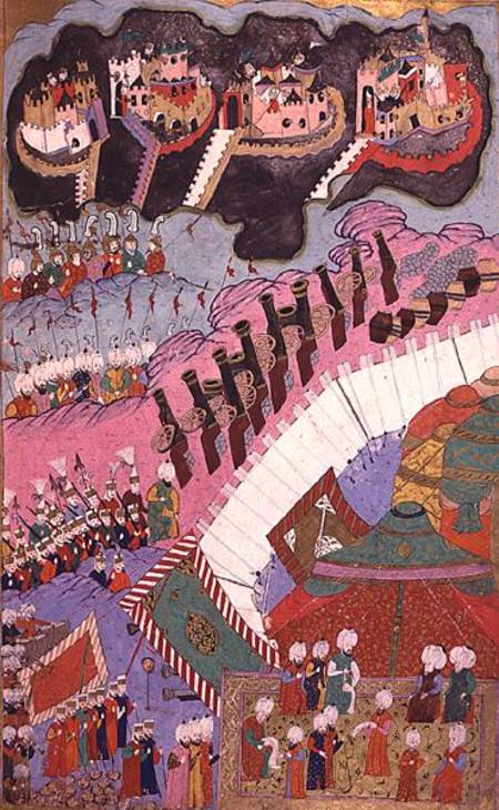 TSM H.1524 The Forces of Suleyman the Magnificent (1484-1566) Besieging a Christian Fortress, from t from Turkish School