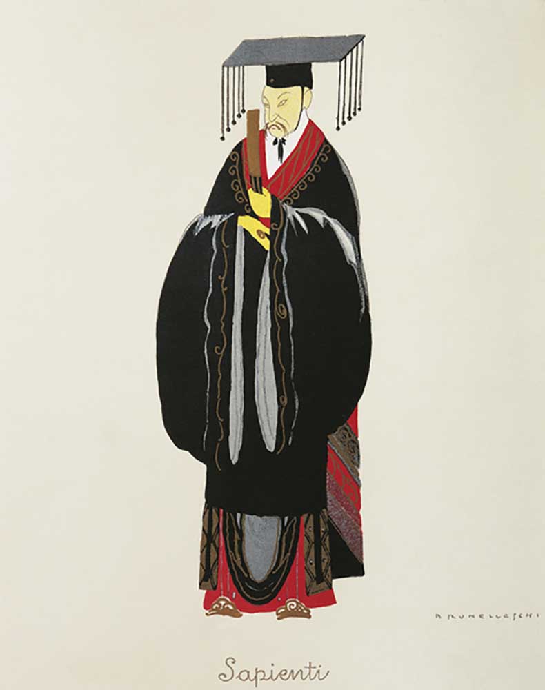 Kostüm für einen Turandot-Gelehrten von Giacomo Puccini, Entwurf von Umberto Brunelleschi (1879-1949 from Umberto Brunelleschi