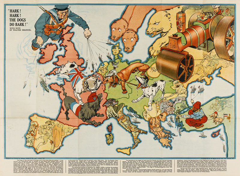 Hark! Hark! The Dogs Do Bark! European satirical map from Unbekannter Künstler